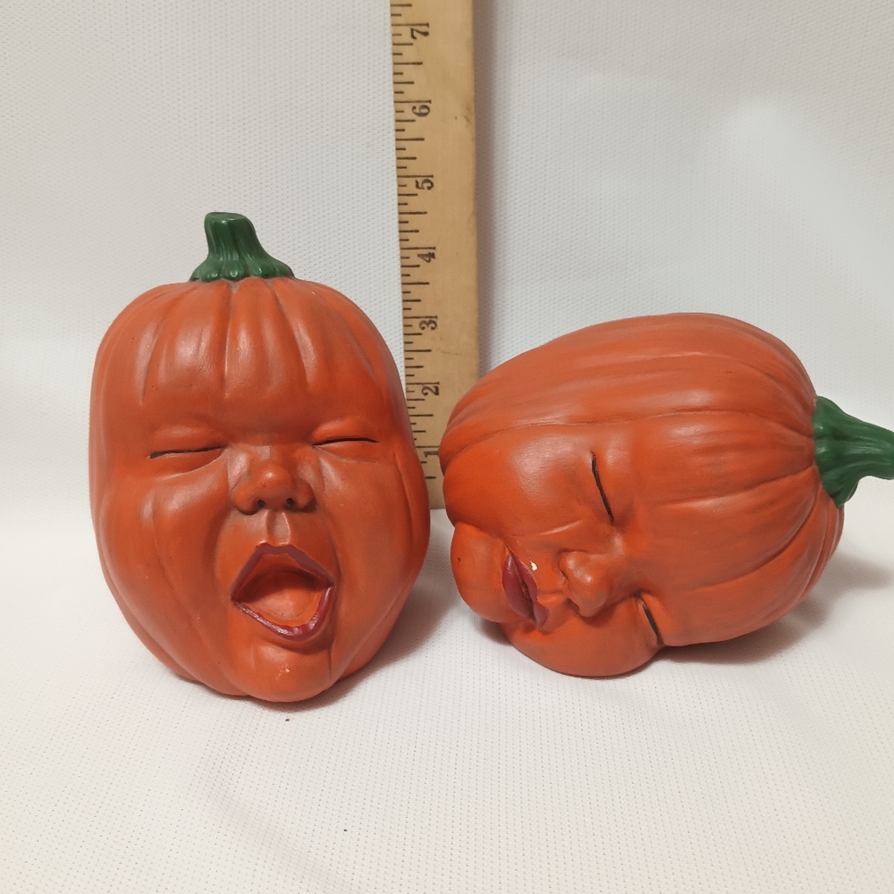 Vibrant Orange and Green Pumpkin Decor Accents